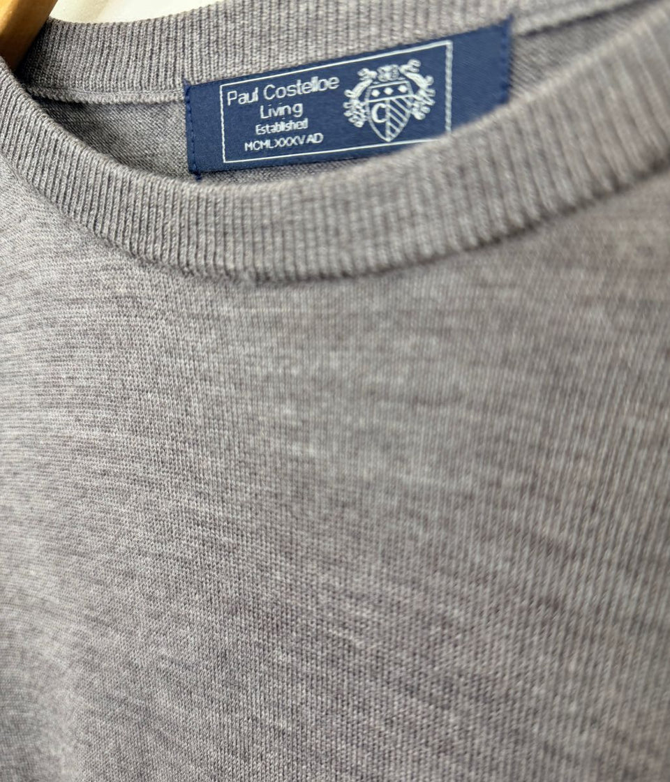 Mens Brown Extra Fine Merino Wool Jumper