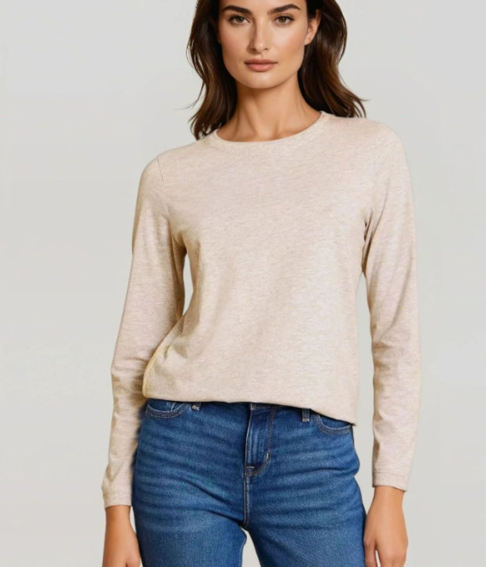 Oatmeal Marl Long Sleeve Top