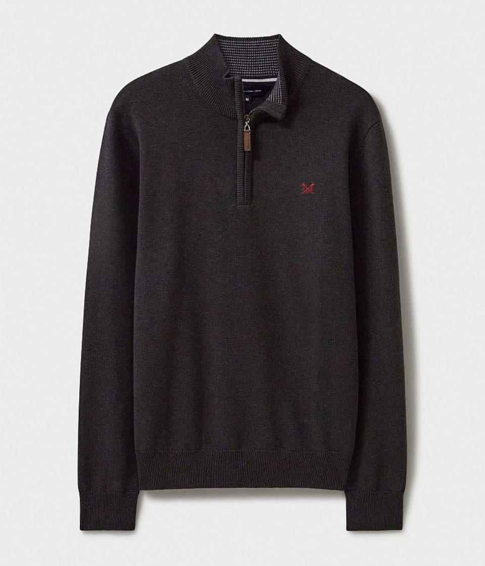 Charcoal Mens Cotton Half Zip Jumper
