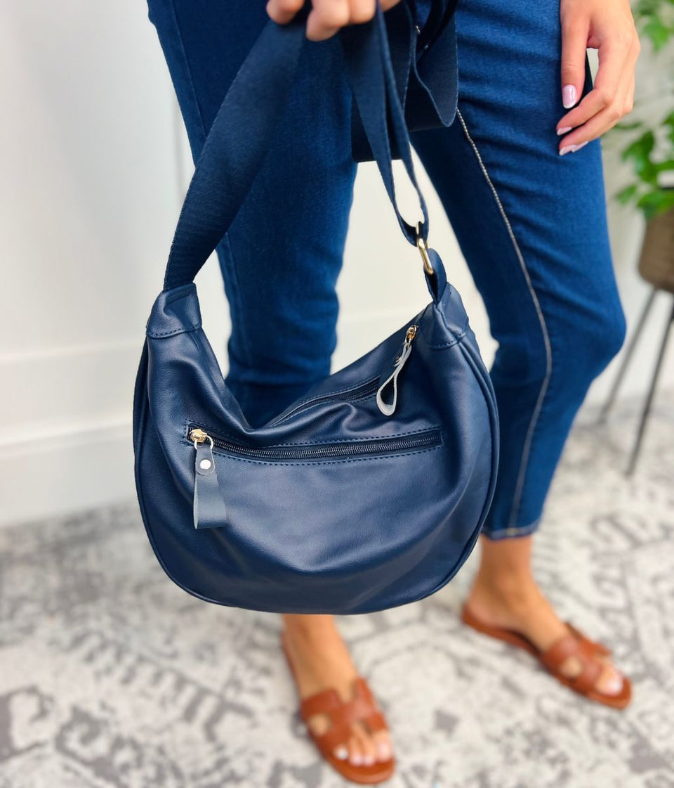 Navy Crescent Sling Bag