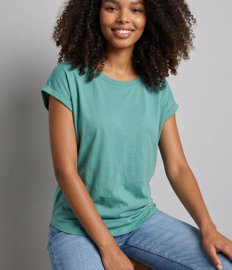 Light Green Cotton Cap Sleeve T Shirt