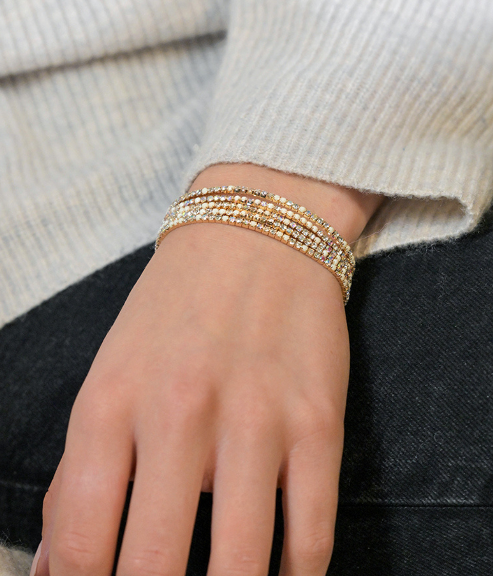 POM Gold Crystal Five Bracelet Stack