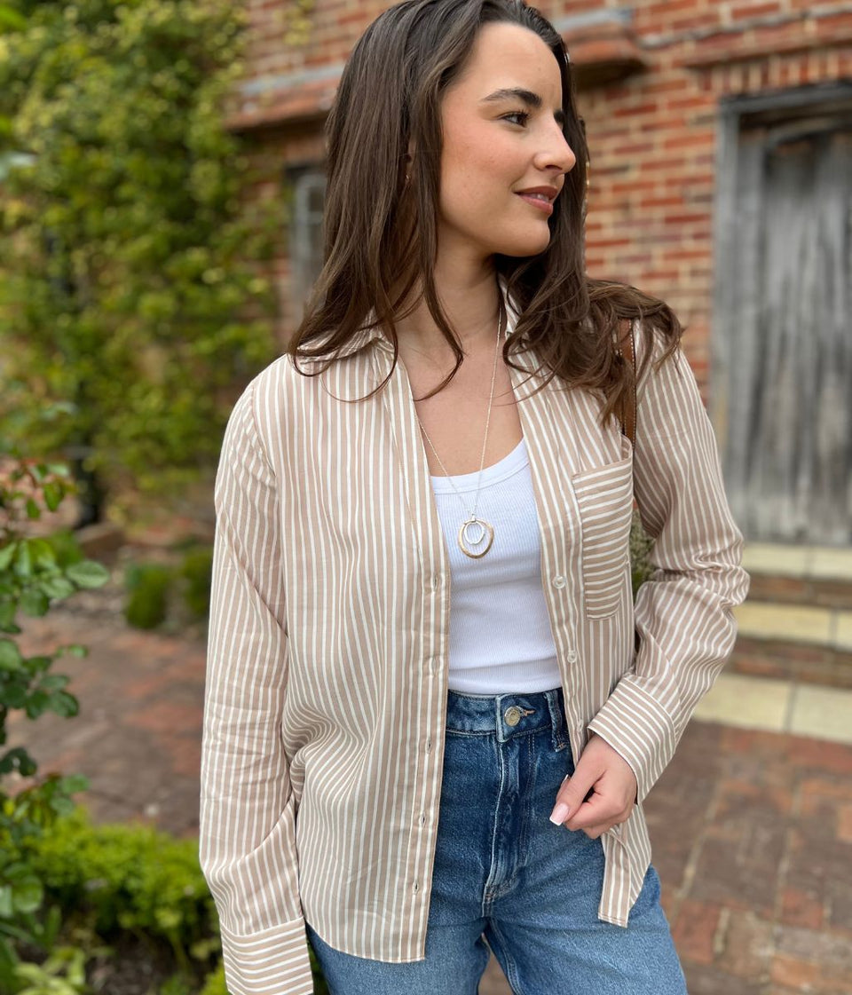 Brown Striped Soft Relaxed Shirt