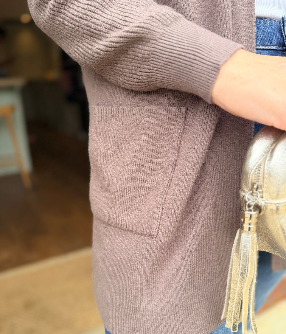Mocha Ribbed Edge to Edge Longline Cardigan