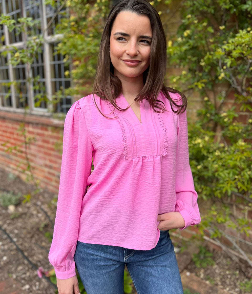 Pink Rachel Pintuck Blouse
