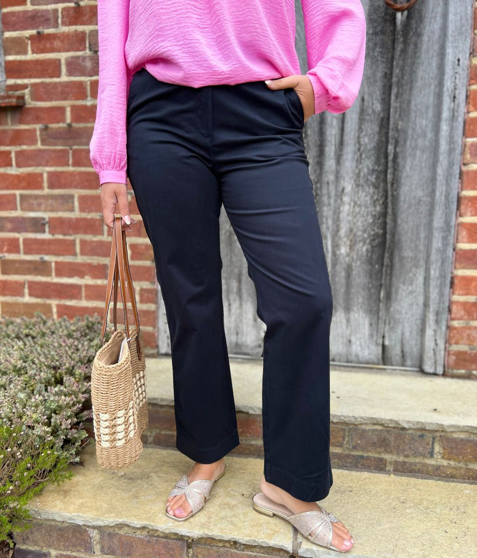 Black Straight Leg Chino Trousers