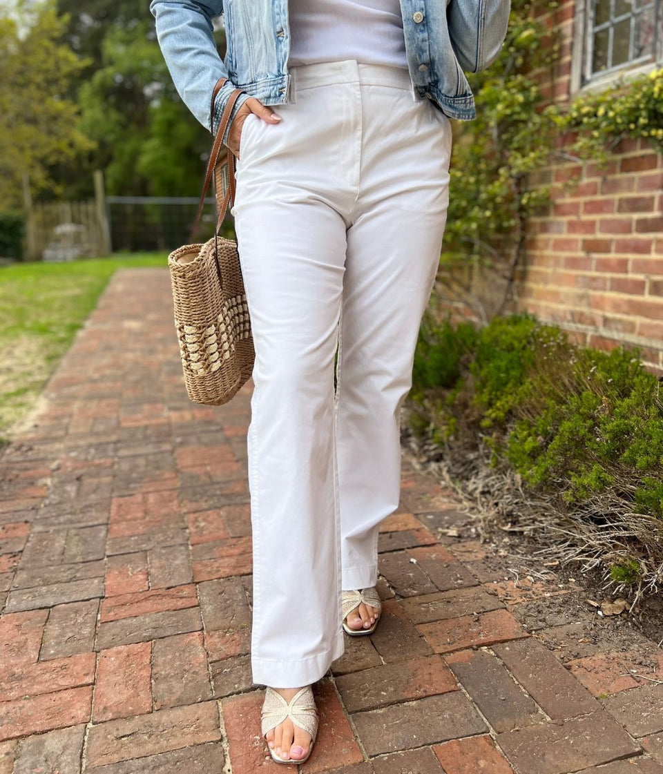 White Straight Leg Chino Trousers