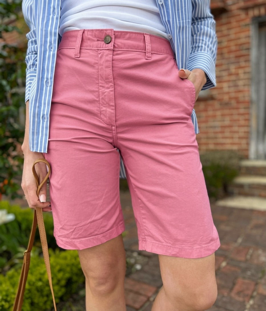 Bright Pink High Waisted Chino Shorts