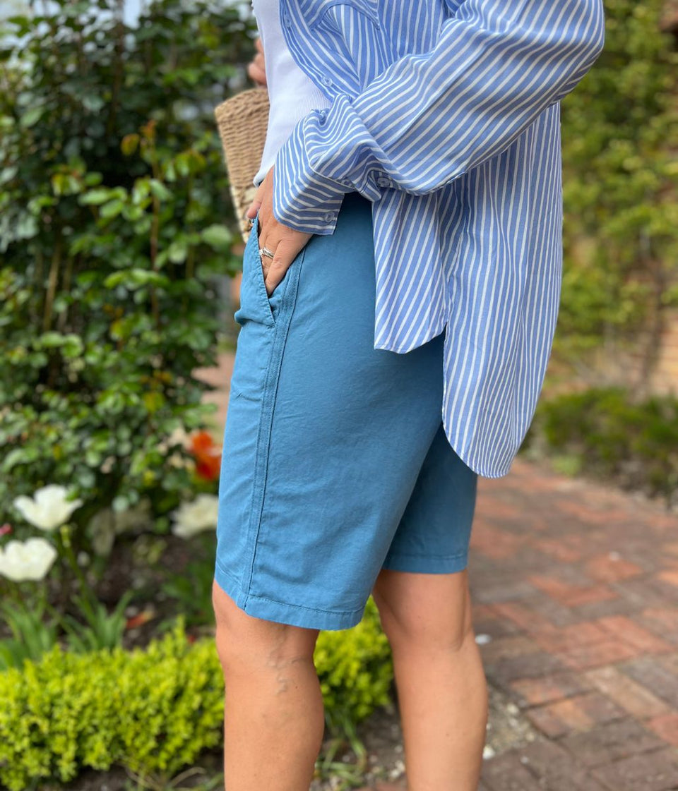 Teal High Waisted Chino Shorts