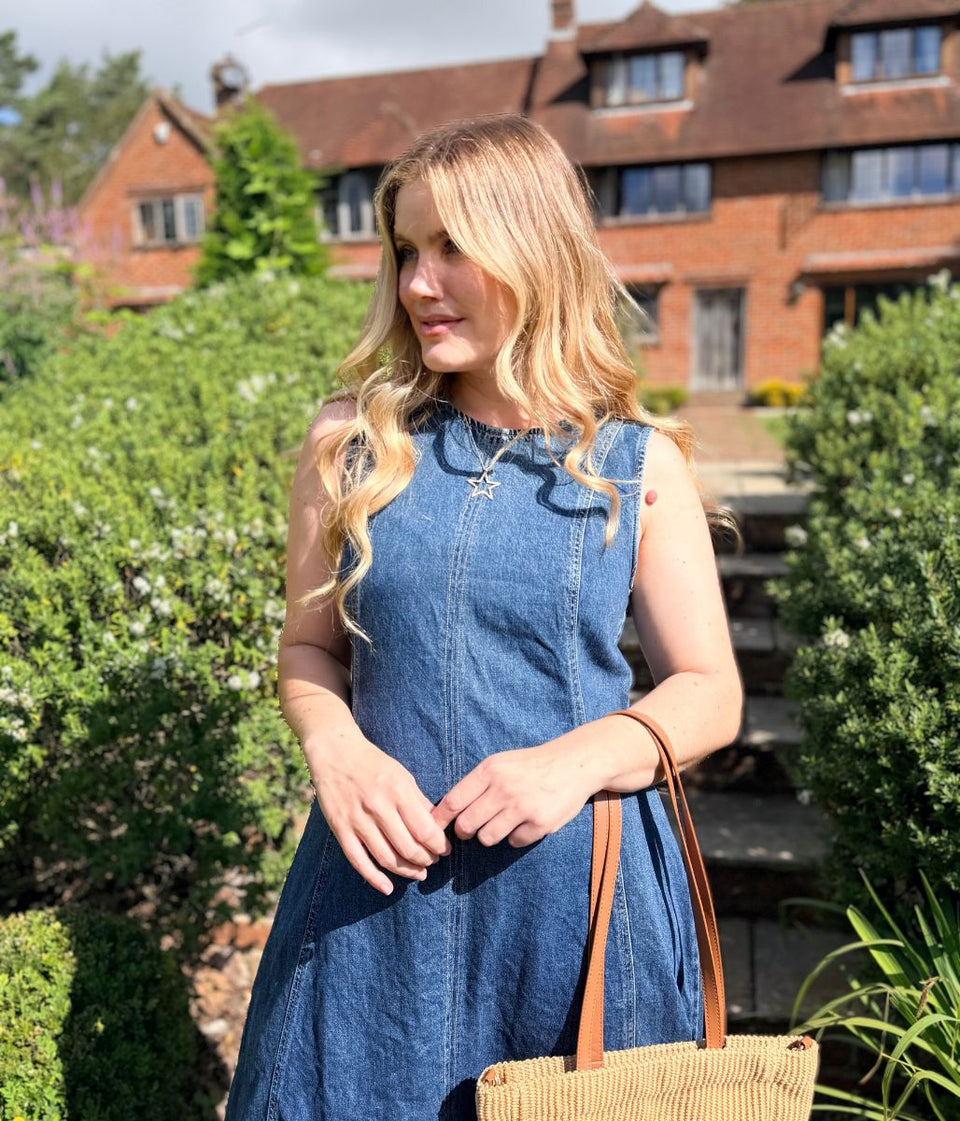Denim Sleeveless Midi Dress