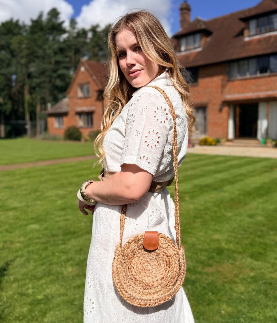 White Belted Broderie Anglaise Shirt Dress
