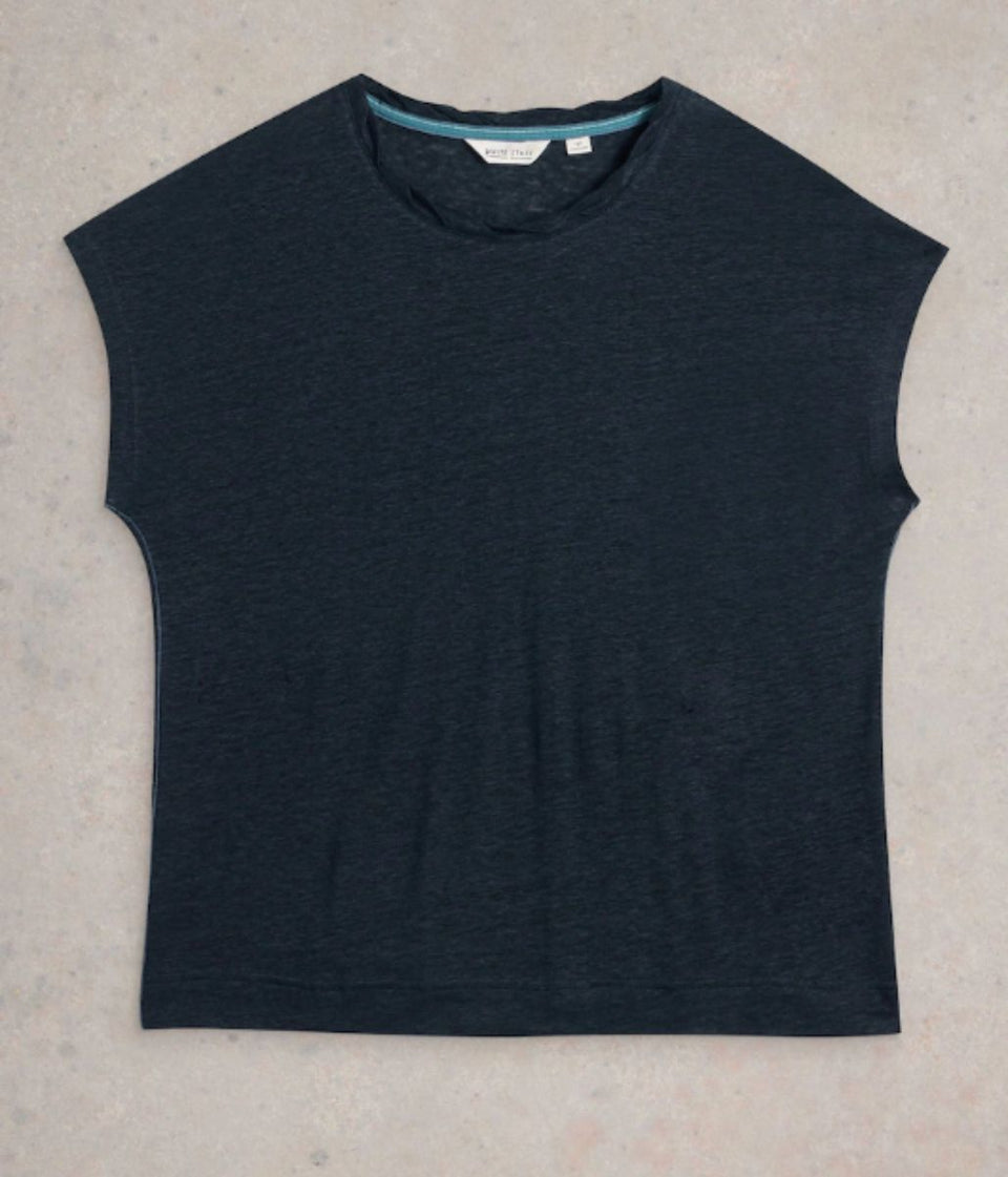 White Stuff Rowan Navy Linen Tee