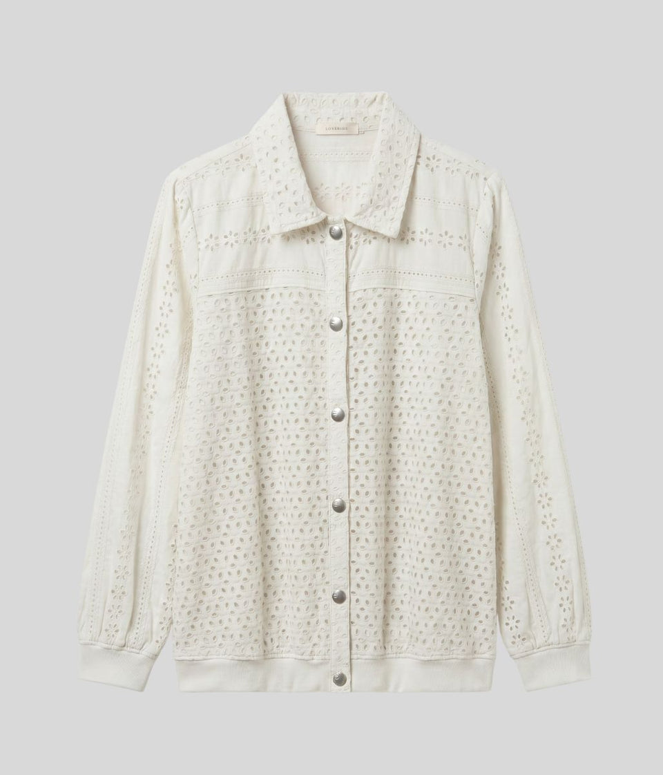 Ivory Lightweight Broderie Bomber Jacket