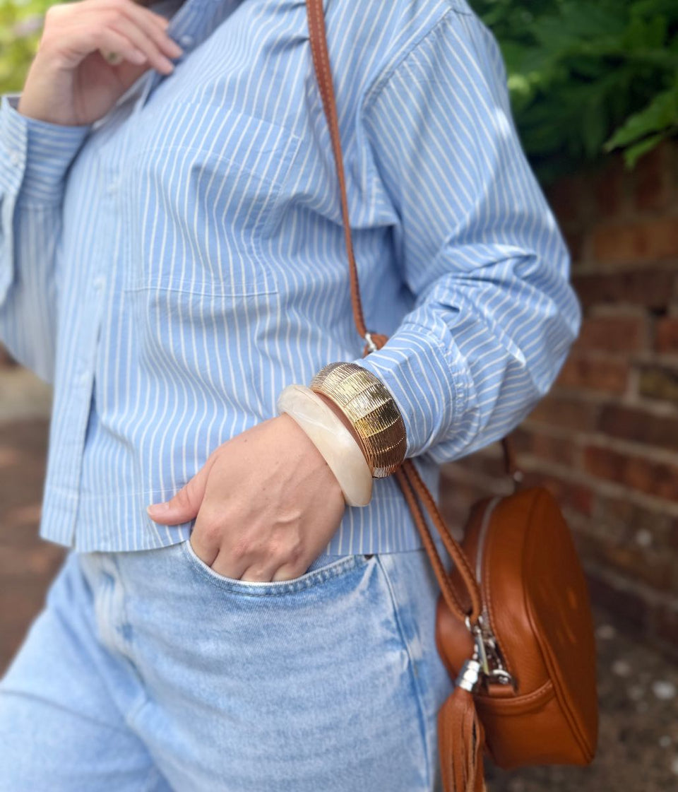 Light Blue Striped Poplin Modern Shirt