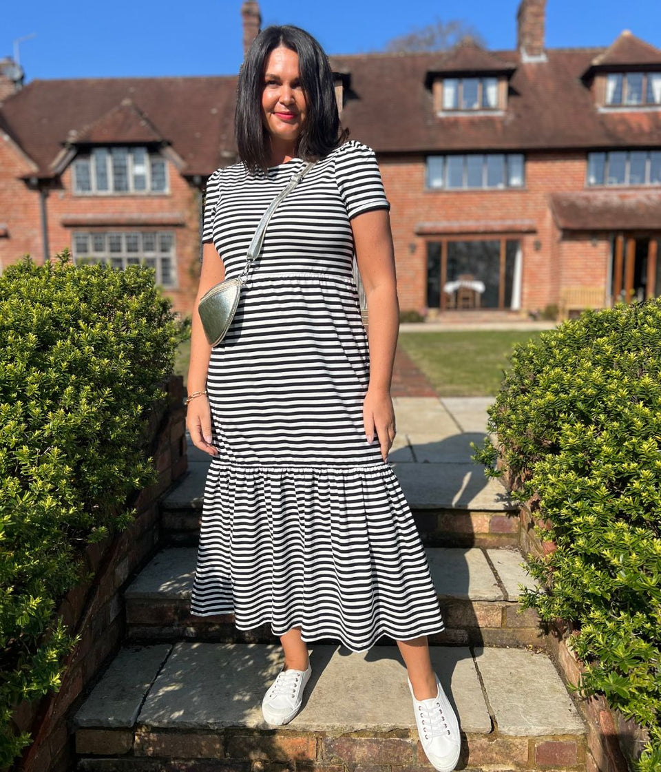 Black & White Premium Striped Jersey Dress