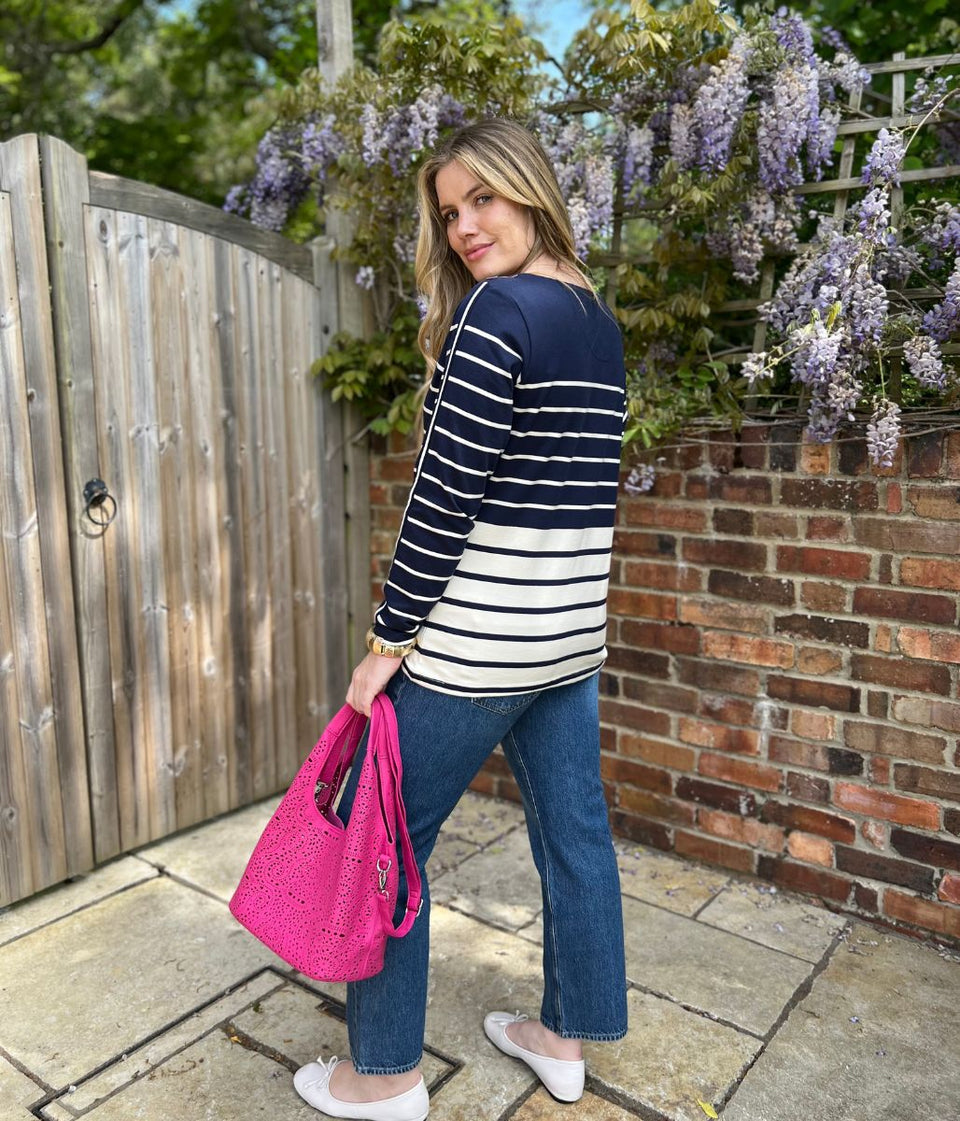 Brakeburn Navy Striped Crew Sweatshirt