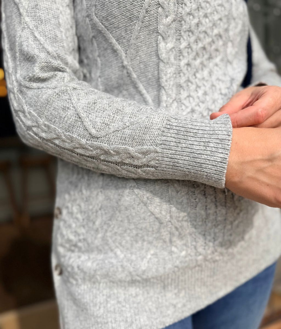 Grey Side Button Textured Knit Jumper