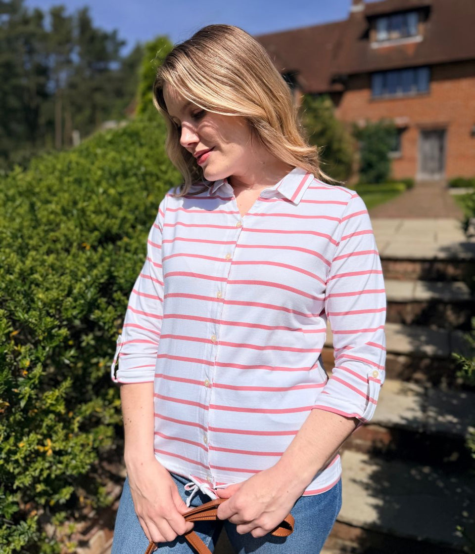 Pink Striped Joni Brushed Cotton Shirt
