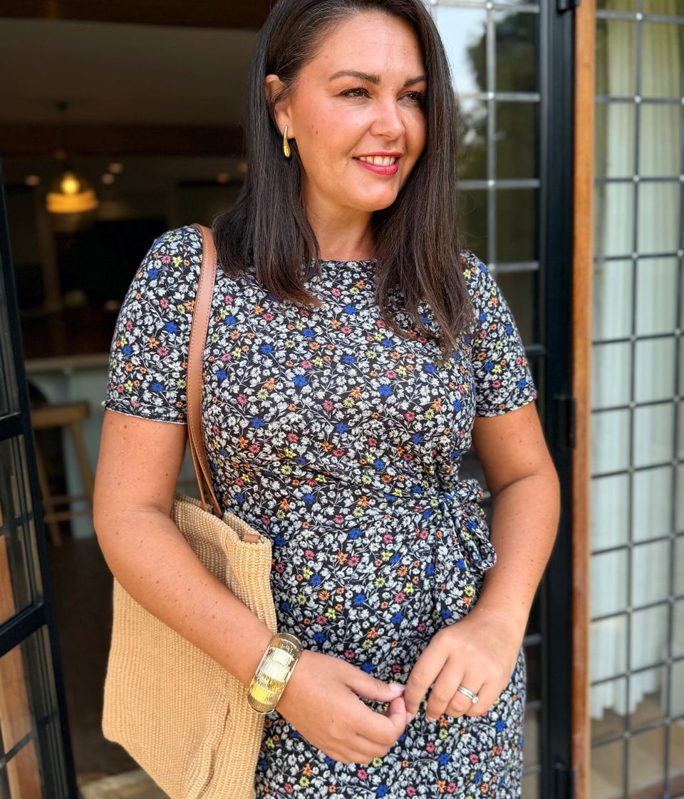 Black Ditsy Floral Dress
