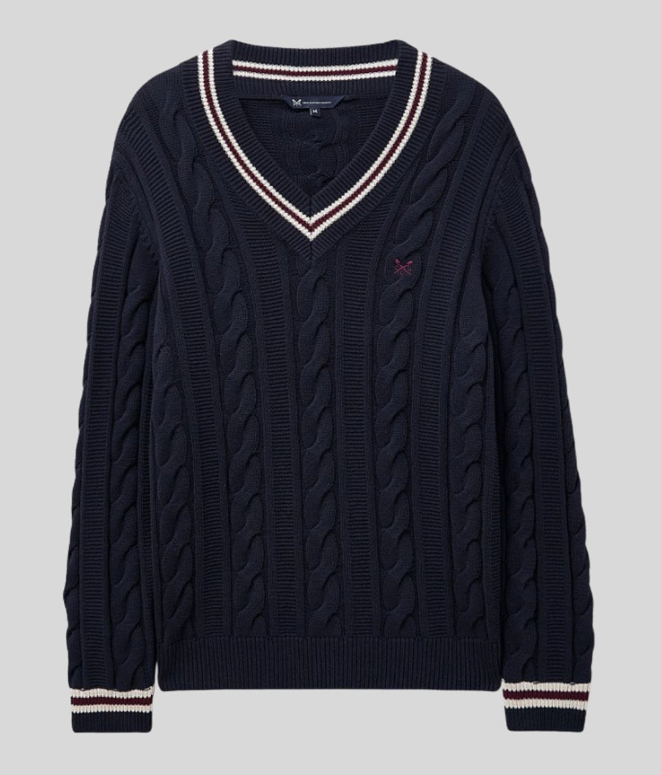 Mens Navy V Neck Cricket Jumper