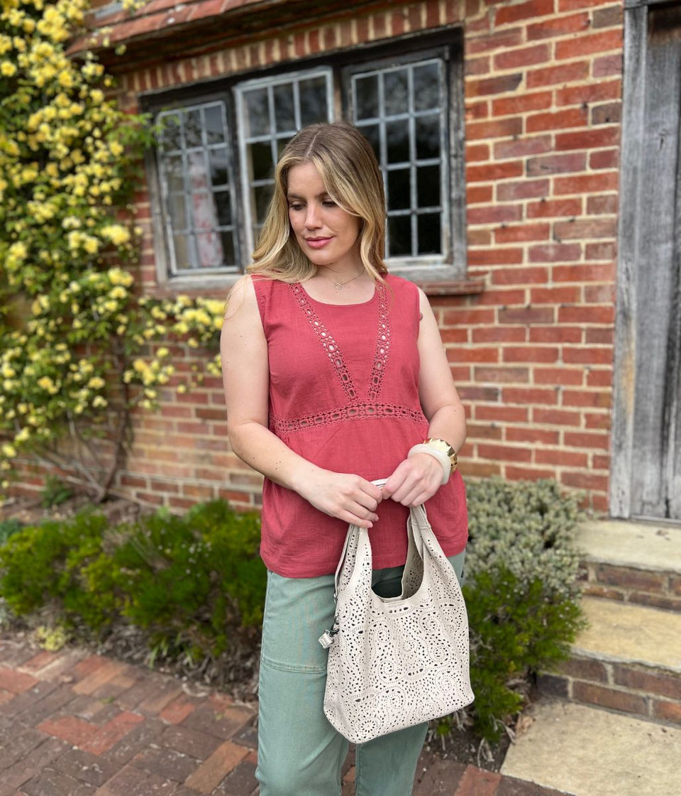 Nomads Raspberry Cotton Lace Vest Top