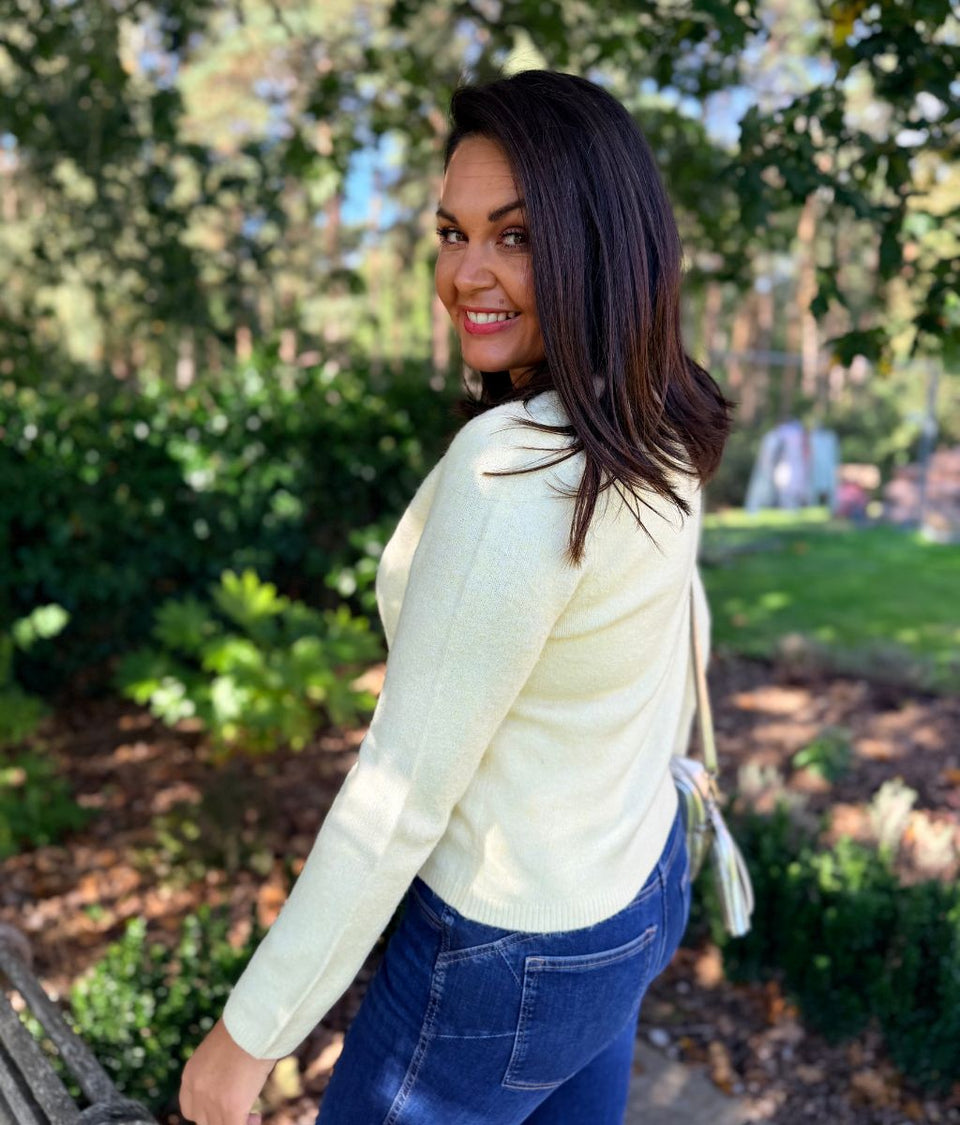 Yellow Round Neck Soft Cardigan