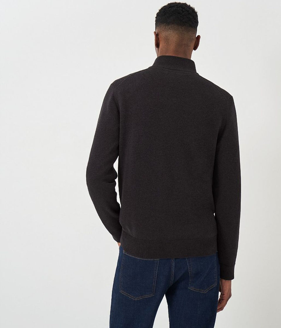 Charcoal Mens Cotton Half Zip Jumper
