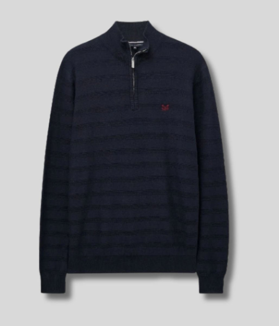 Navy Cashmere & Silk Blend 1/4 Zip Jumper