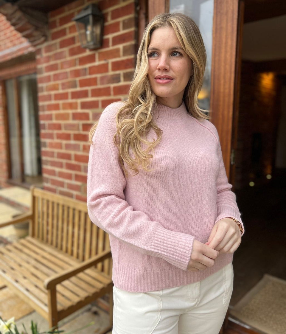 Pink Textured Wool Blend Jumper