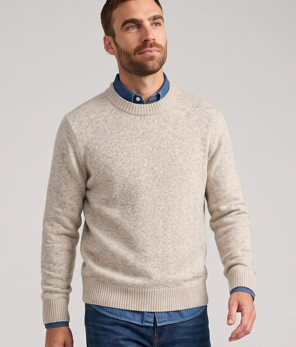 Mens Natural Crew Neck Jumper