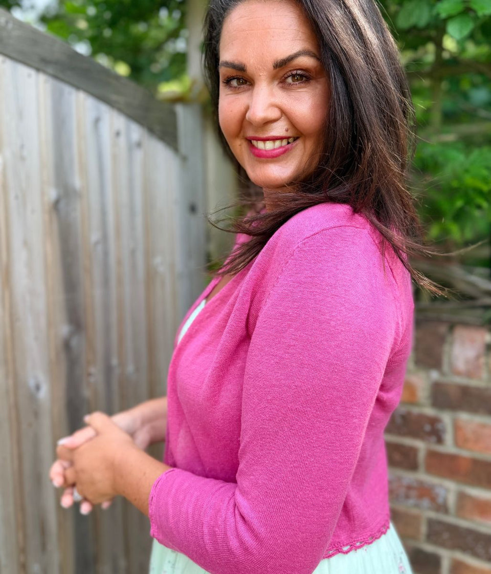 Hibiscus Linen Bolero Cardigan