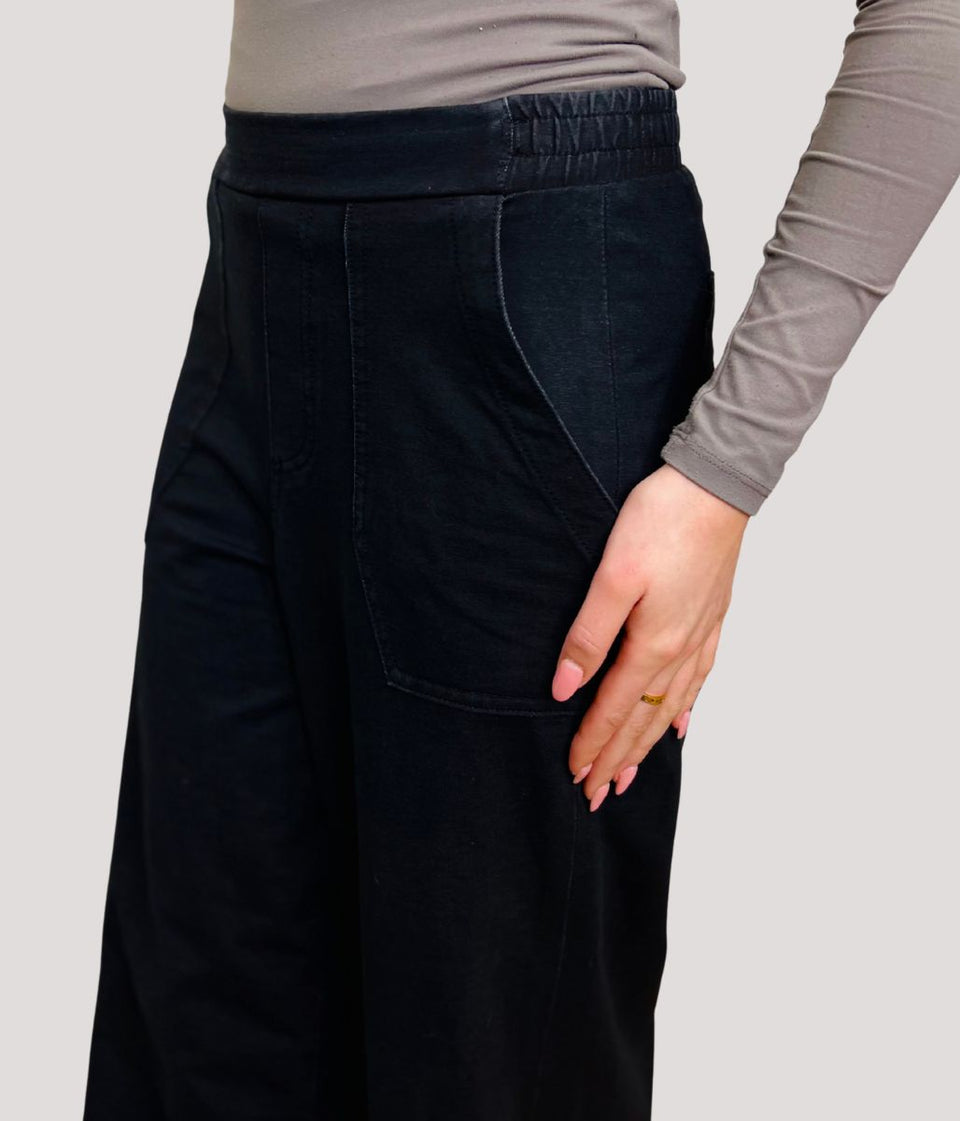 Black Casual Wide Leg Trousers