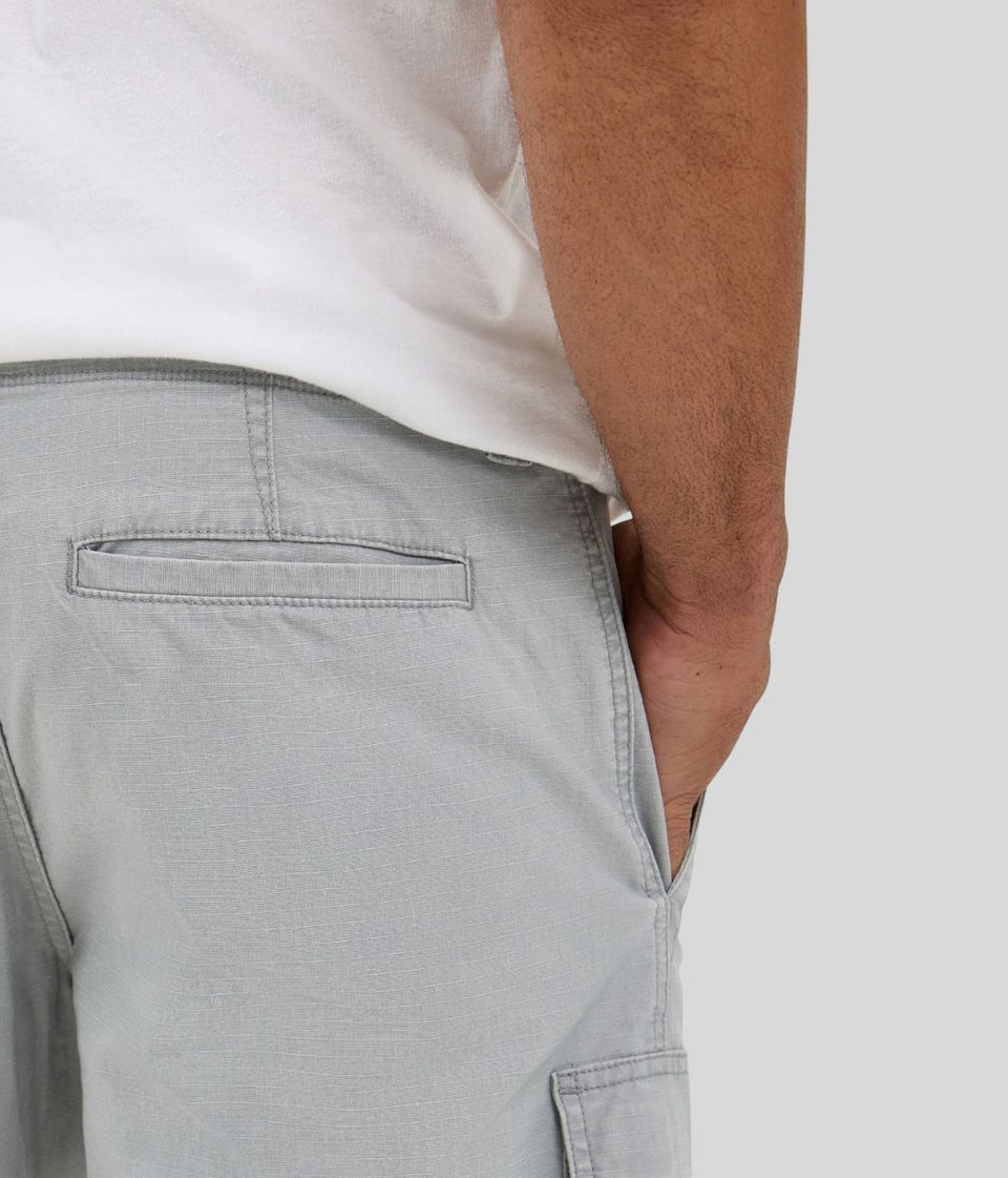 Mens Light Grey Relaxed Fit Cargo Shorts