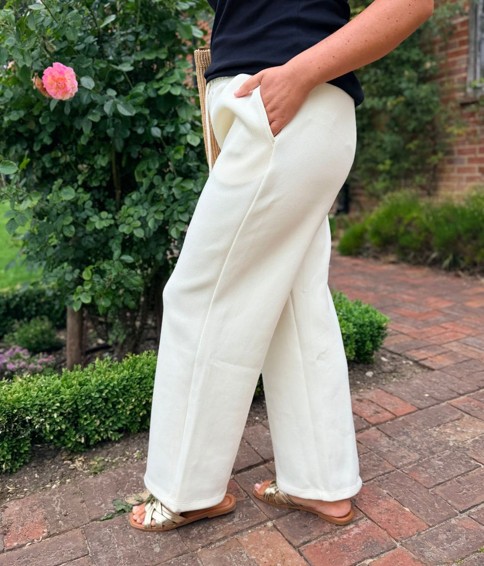 Cream Wide Leg Joggers
