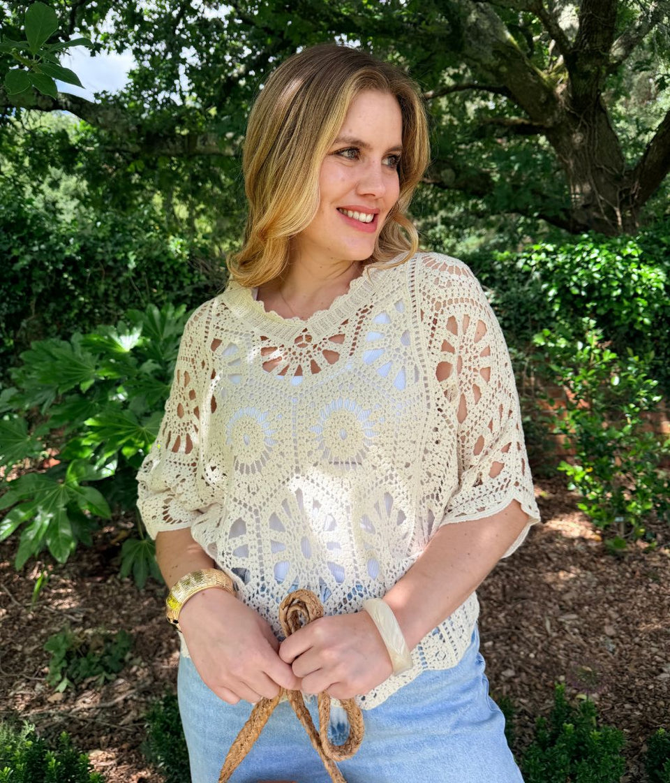 Ecru Mandala Crochet Top