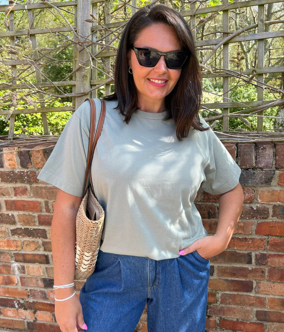 Green Cotton Relaxed Graphic T Shirt