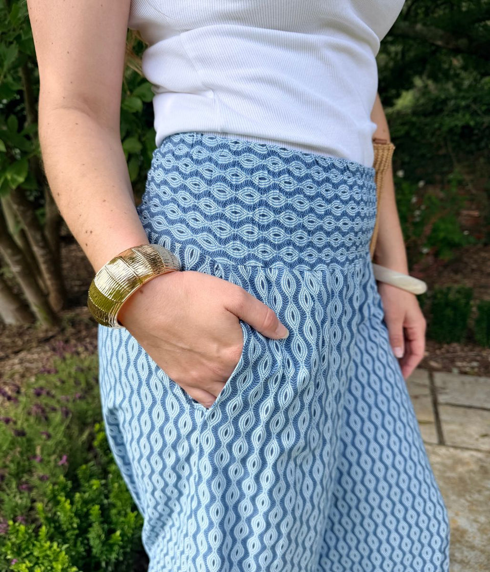 Blue Mandala Wide Leg Palazzo Trousers