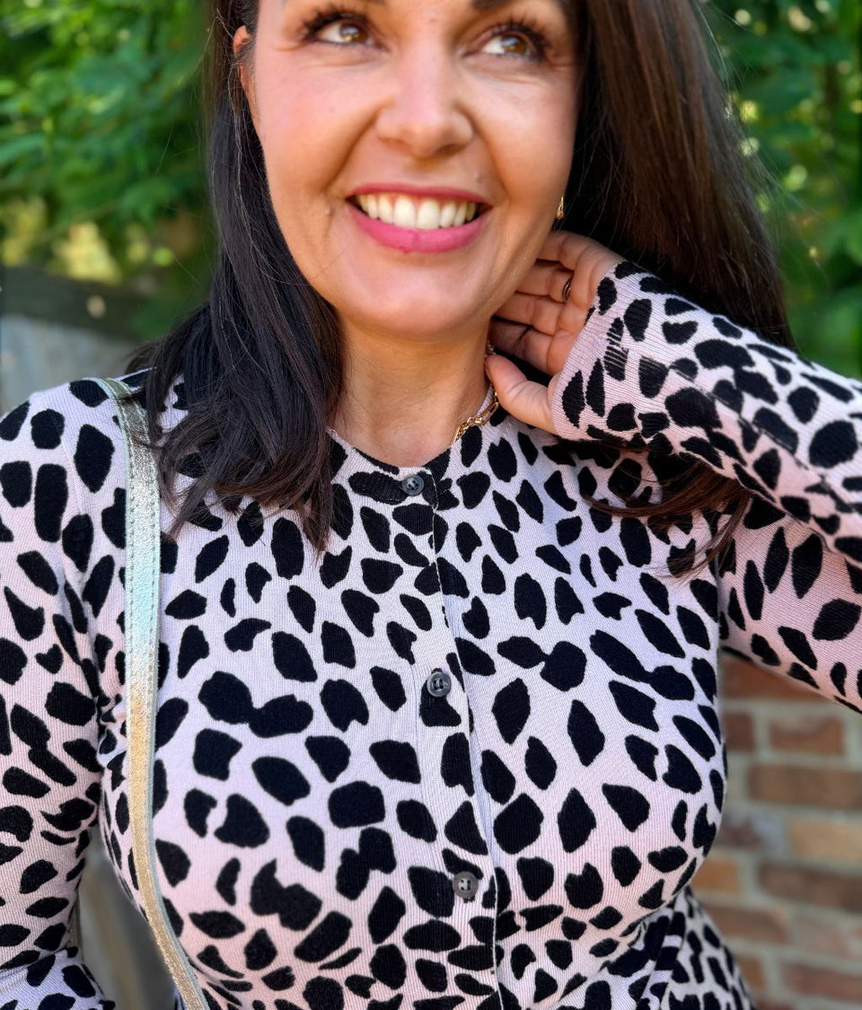 Pink & Black Leopard Print Cardigan