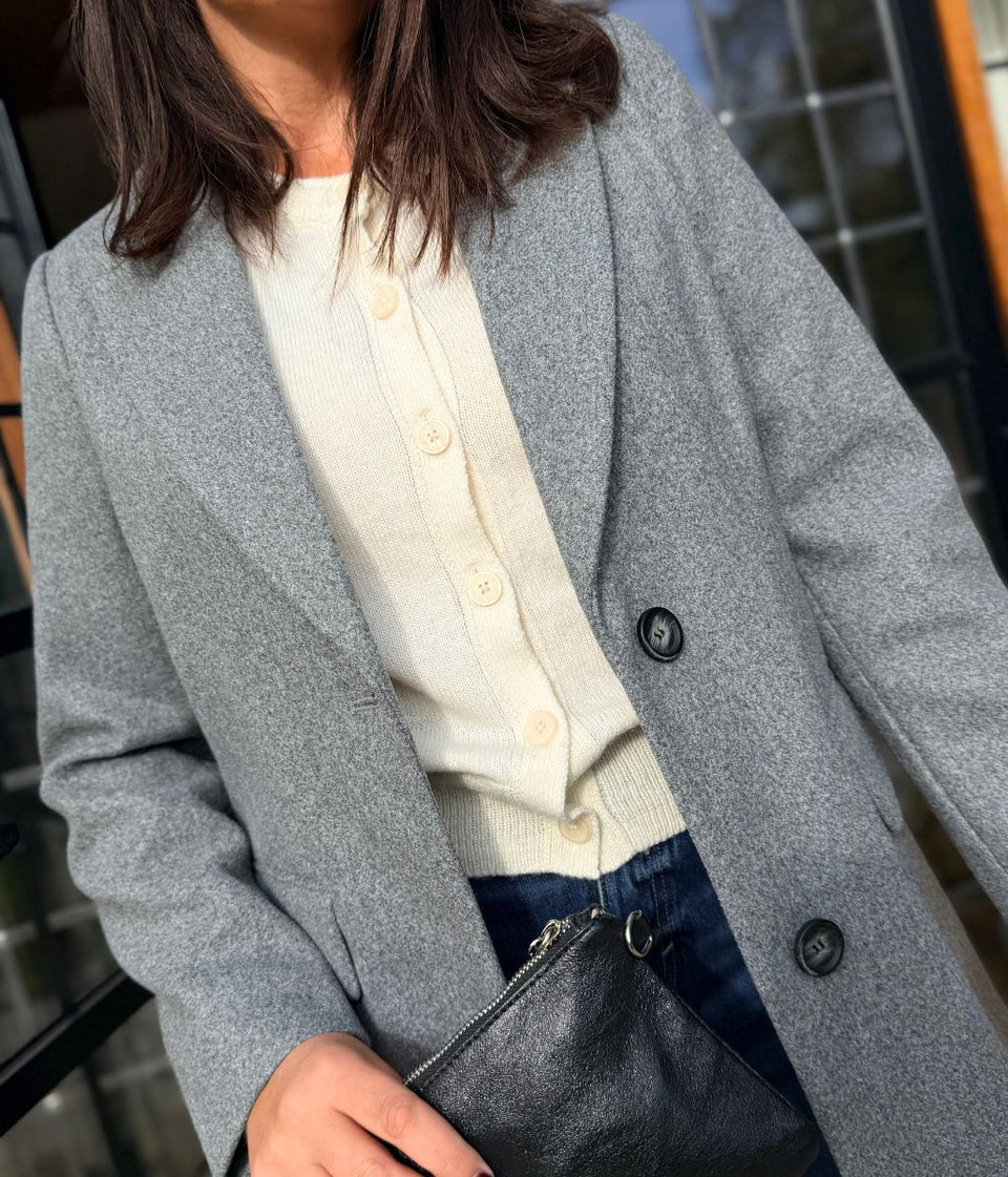 Grey Single Breasted City Coat