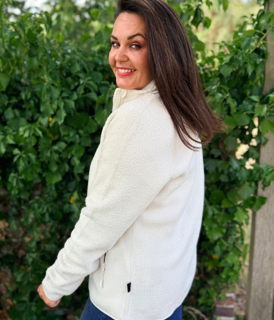 Ivory Full Zip Borg Fleece