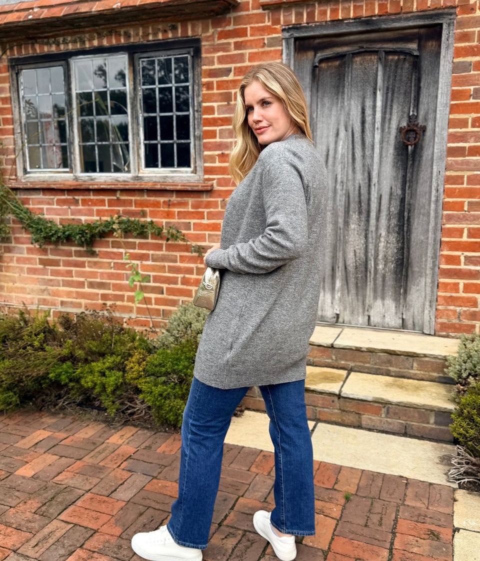 Grey Longline Open Cardigan