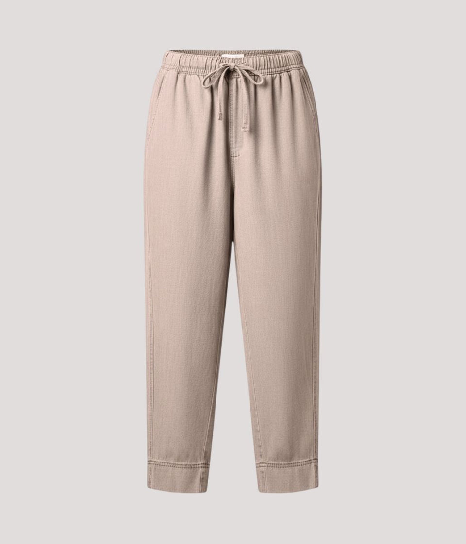 Pink Cropped Barrel Tencel Trousers