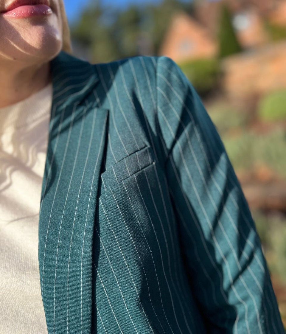 Green Pinstripe Blazer