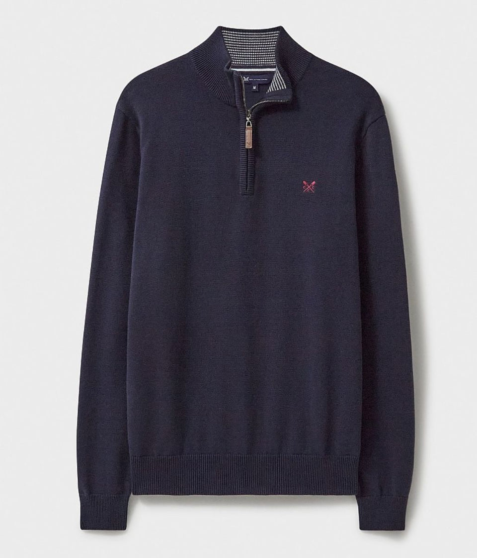 Navy Mens Cotton Half Zip Jumper