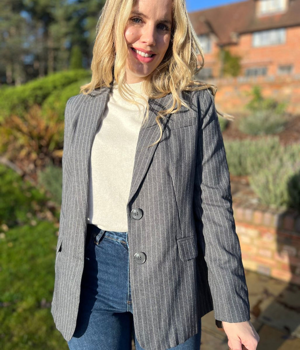 Grey Pinstripe Blazer