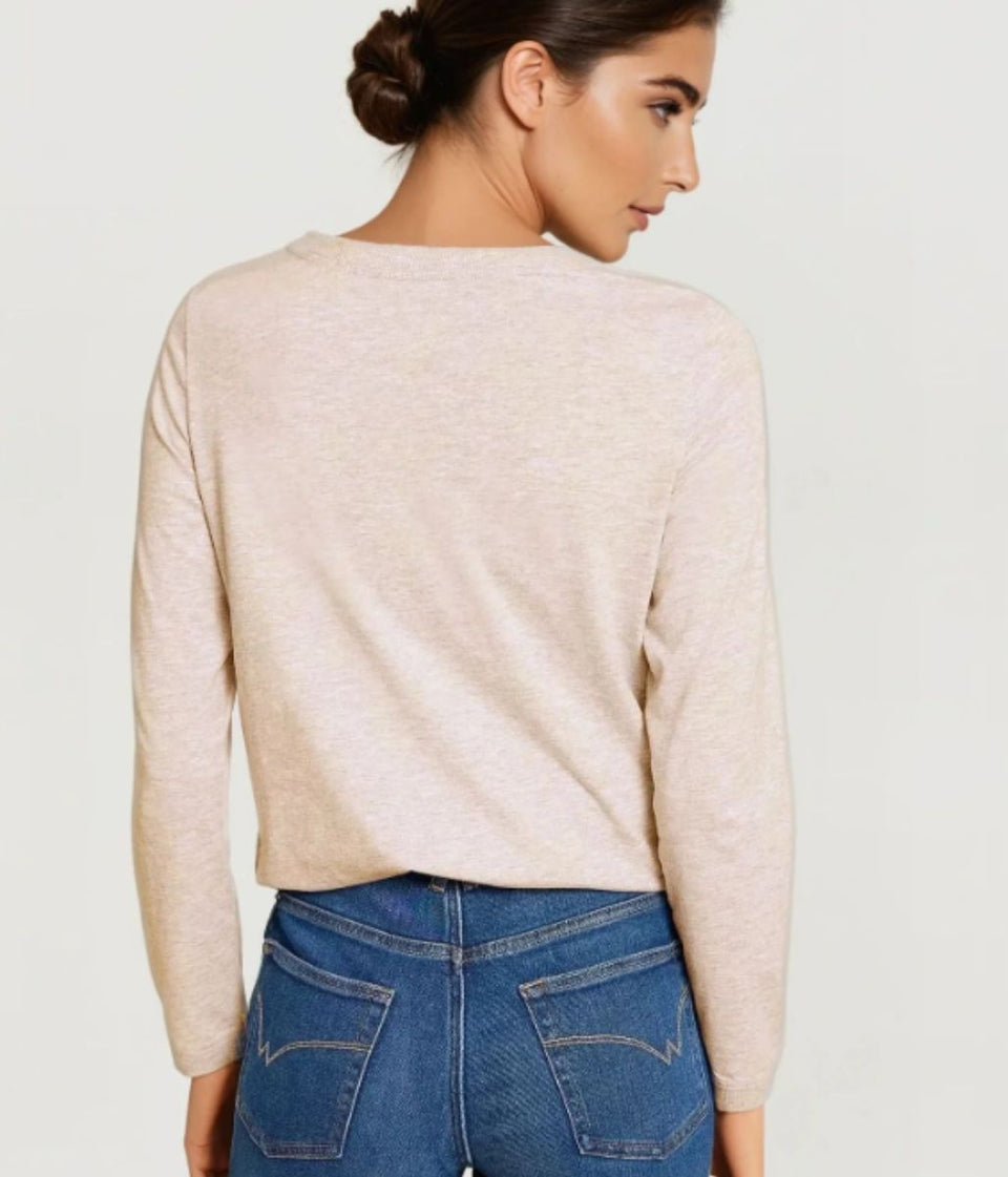 Oatmeal Marl Long Sleeve Top