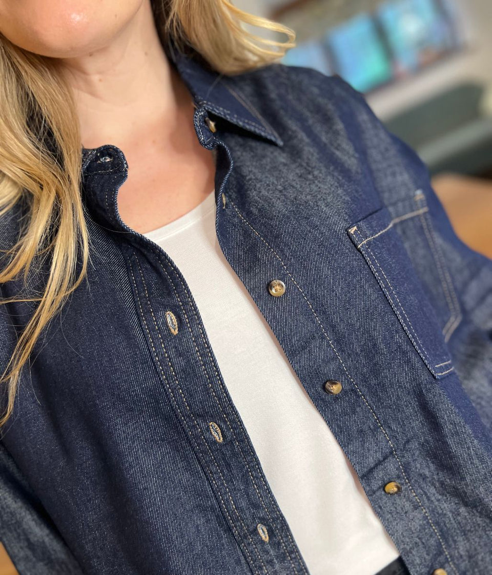 Indigo Blue Oversized Denim Shirt