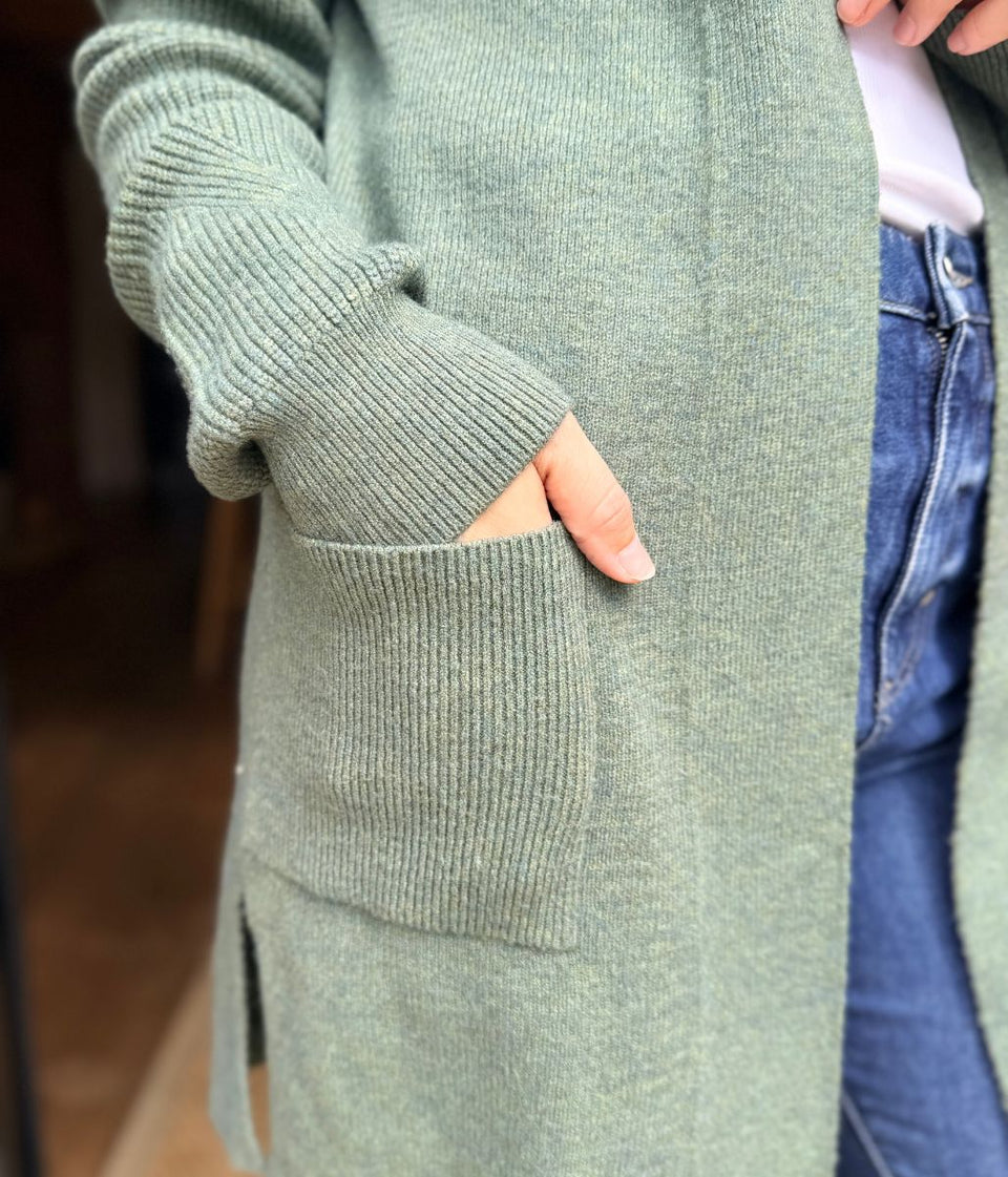 Sage Ribbed Edge to Edge Longline Cardigan