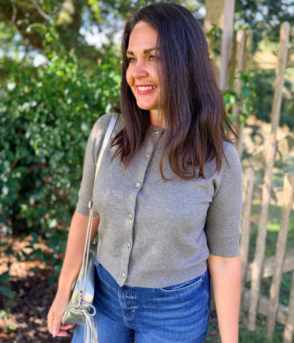 Nutmeg Air Yarn Half Sleeve Cardigan