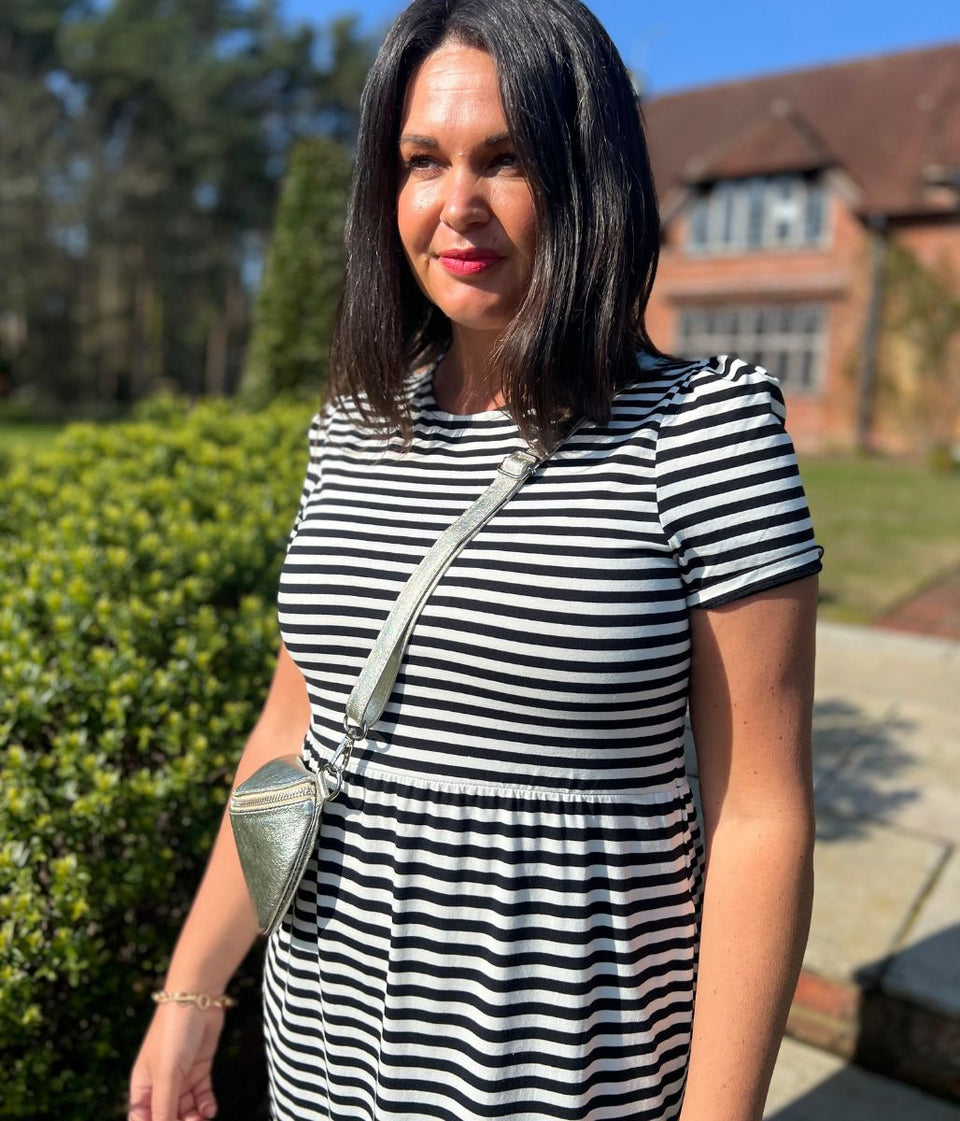 Black & White Premium Striped Jersey Dress